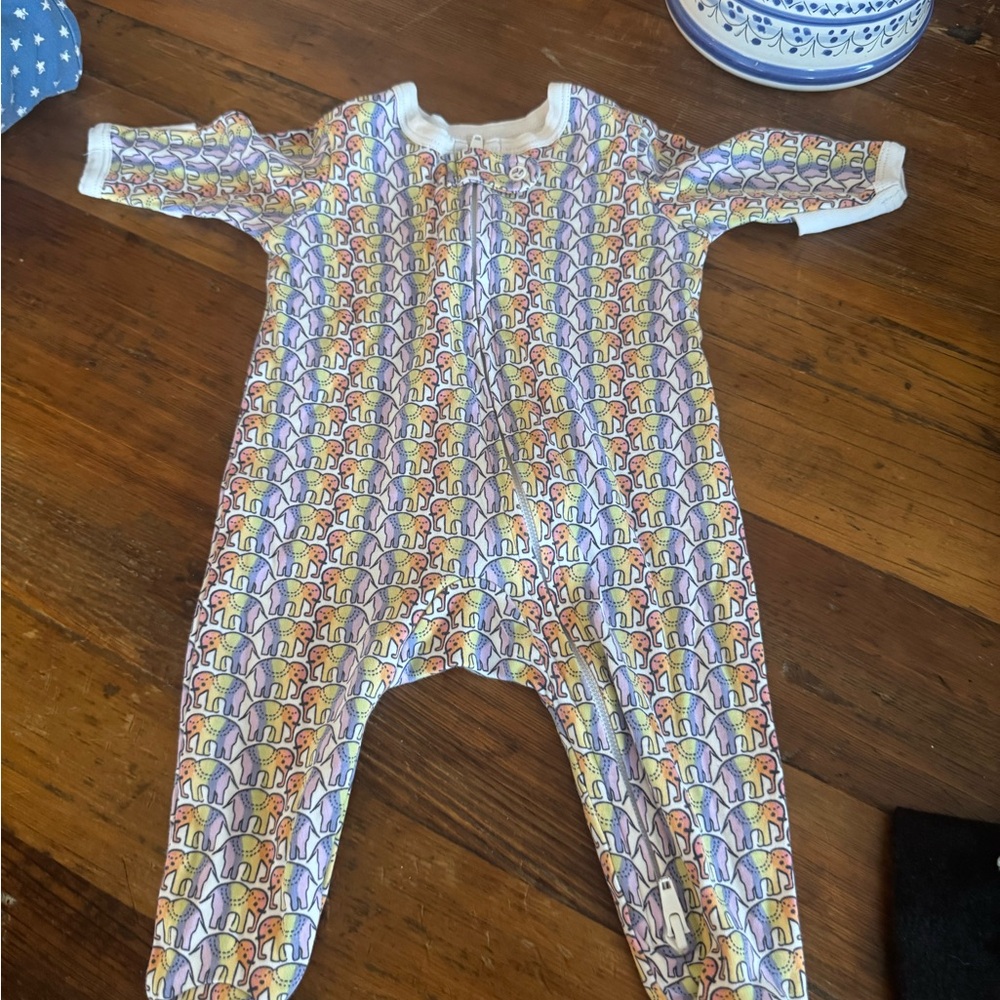 Roller Rabbit Multicolor Elephant Print Kids Footie